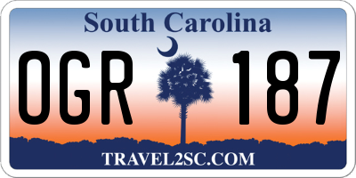 SC license plate OGR187