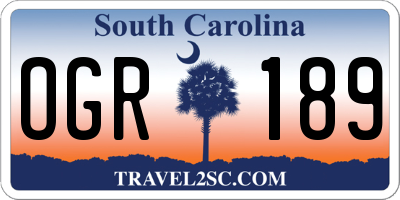 SC license plate OGR189
