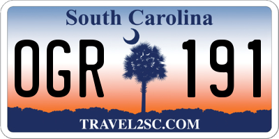 SC license plate OGR191