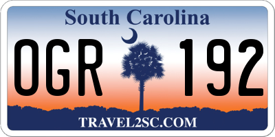 SC license plate OGR192