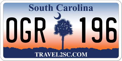 SC license plate OGR196