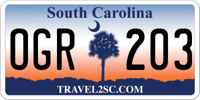 SC license plate OGR203