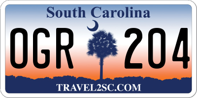 SC license plate OGR204