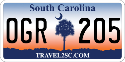 SC license plate OGR205