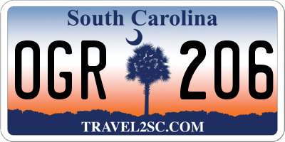 SC license plate OGR206