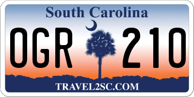 SC license plate OGR210