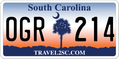 SC license plate OGR214