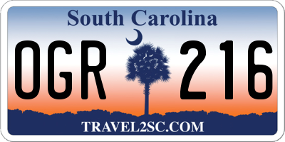 SC license plate OGR216