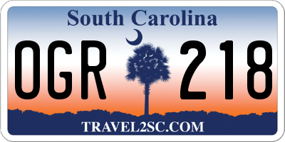 SC license plate OGR218