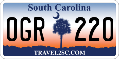 SC license plate OGR220