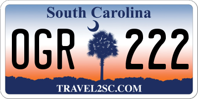 SC license plate OGR222