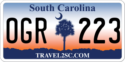 SC license plate OGR223