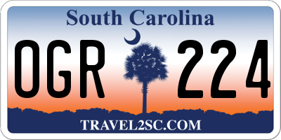 SC license plate OGR224