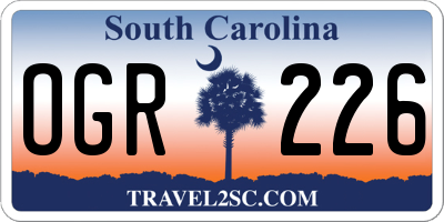 SC license plate OGR226