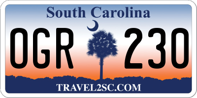 SC license plate OGR230
