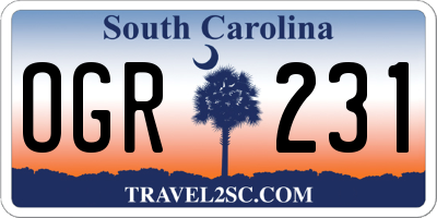 SC license plate OGR231
