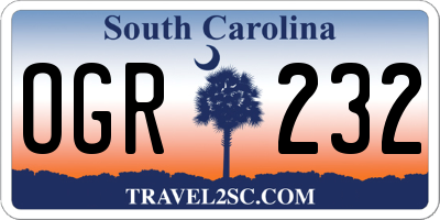 SC license plate OGR232