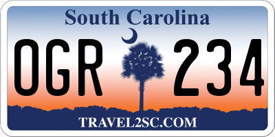 SC license plate OGR234