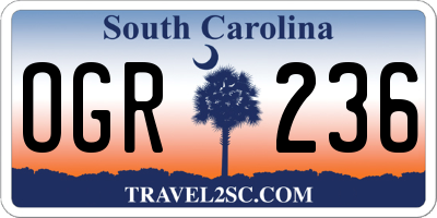 SC license plate OGR236