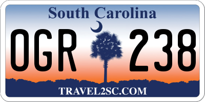 SC license plate OGR238