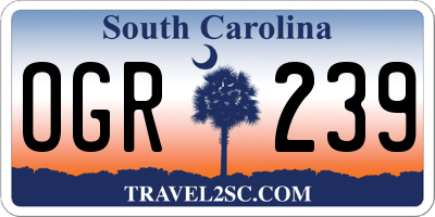 SC license plate OGR239
