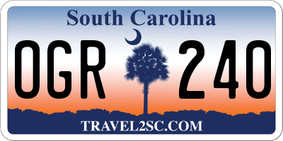 SC license plate OGR240