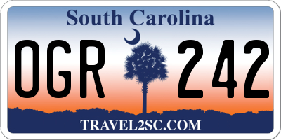 SC license plate OGR242