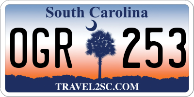SC license plate OGR253