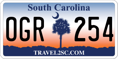 SC license plate OGR254