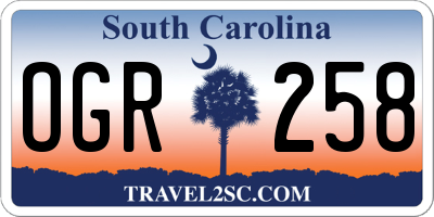 SC license plate OGR258