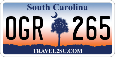 SC license plate OGR265
