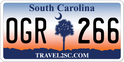 SC license plate OGR266