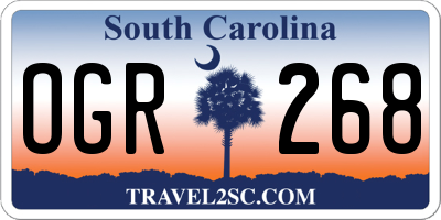 SC license plate OGR268
