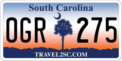 SC license plate OGR275