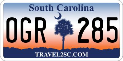 SC license plate OGR285