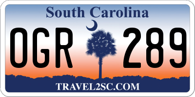 SC license plate OGR289