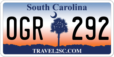 SC license plate OGR292