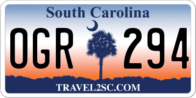 SC license plate OGR294