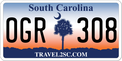 SC license plate OGR308