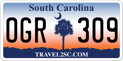 SC license plate OGR309