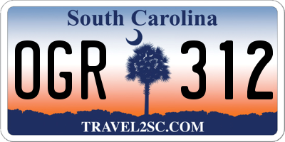 SC license plate OGR312