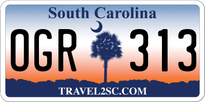 SC license plate OGR313
