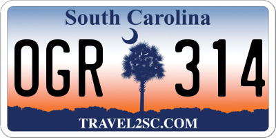 SC license plate OGR314