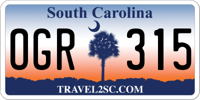 SC license plate OGR315