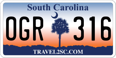 SC license plate OGR316