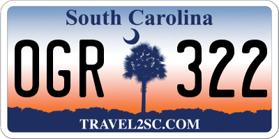 SC license plate OGR322