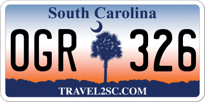 SC license plate OGR326