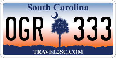 SC license plate OGR333