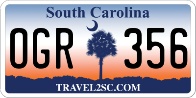 SC license plate OGR356