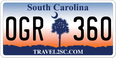 SC license plate OGR360